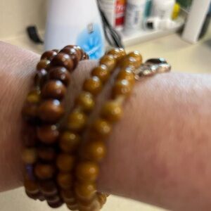 Brown and Yellow Beaded Bracelets